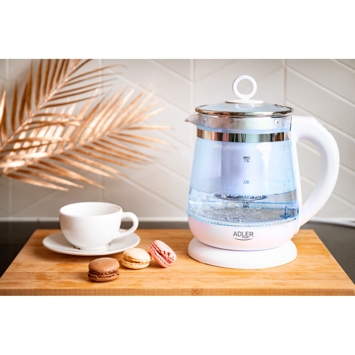 Bollitore in vetro da 1,5 L con infusore e controllo della temperatura Adler AD 1299