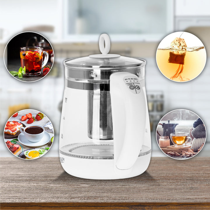 Bollitore in vetro da 1,5 L con infusore e controllo della temperatura Adler AD 1299