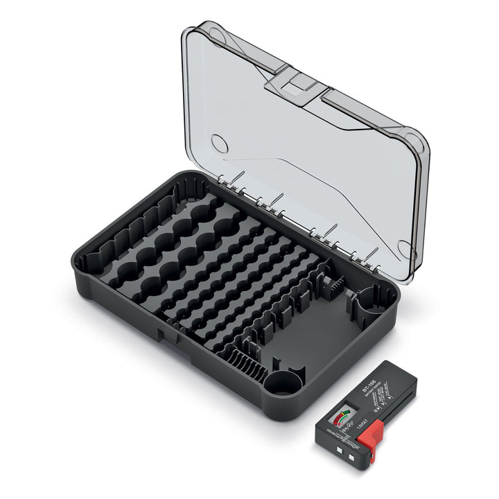 Kistenberg Battery Box KBBT Organizzatore di pile con tester rimovibile