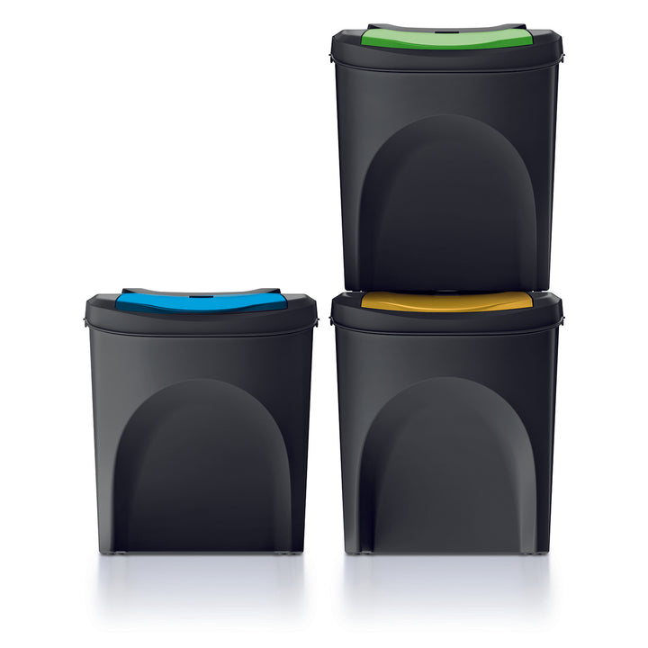 Keden Sortibox 3x25L set di contenitori per la raccolta differenziata nero