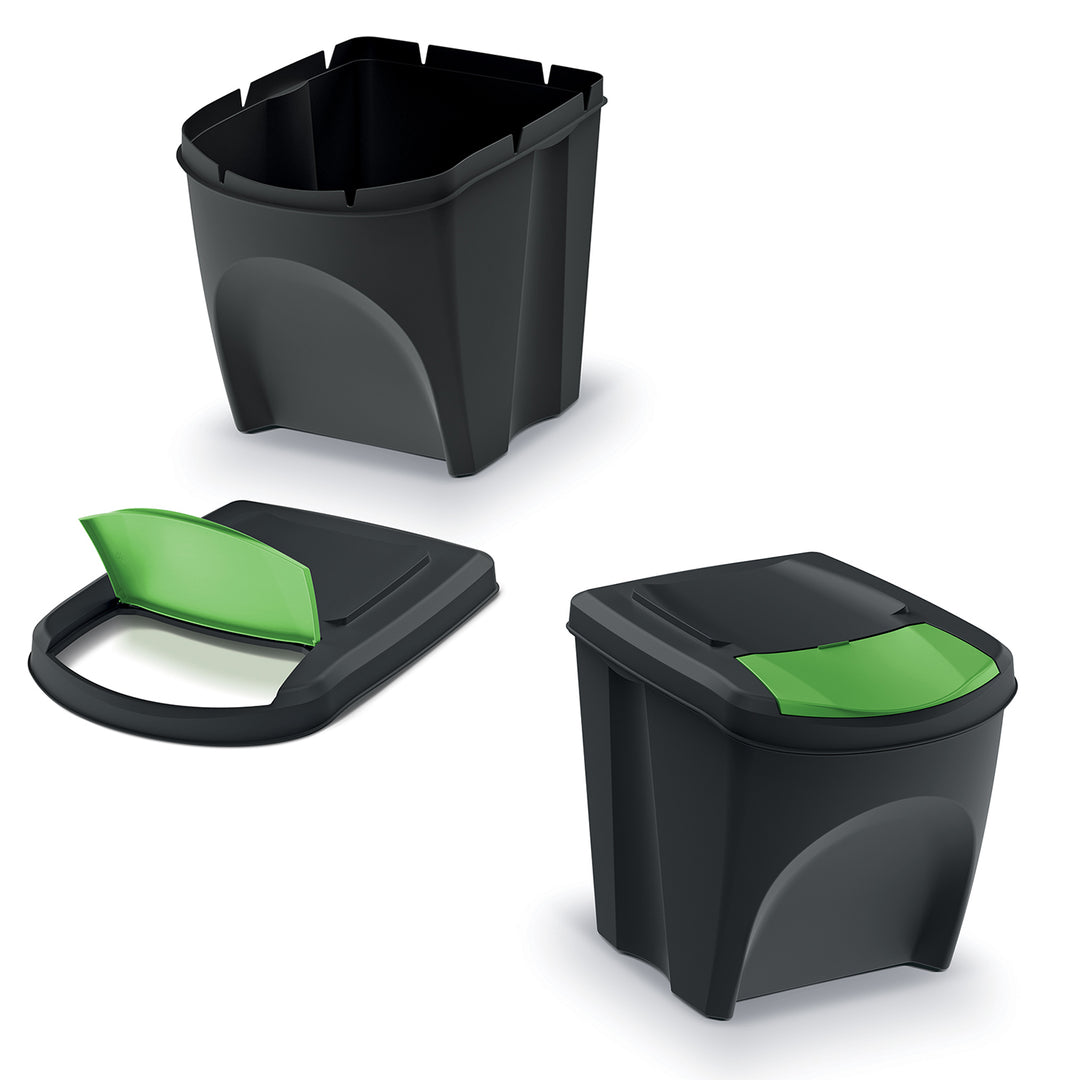 Keden Sortibox 3x25L set di contenitori per la raccolta differenziata nero