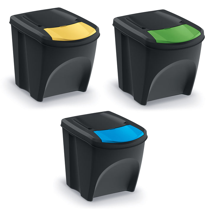 Keden Sortibox 3x25L set di contenitori per la raccolta differenziata nero