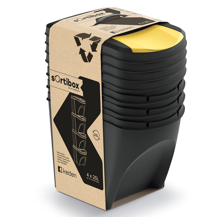 Keden Sortibox  Set di contenitori per la raccolta differenziata 4x25L nero