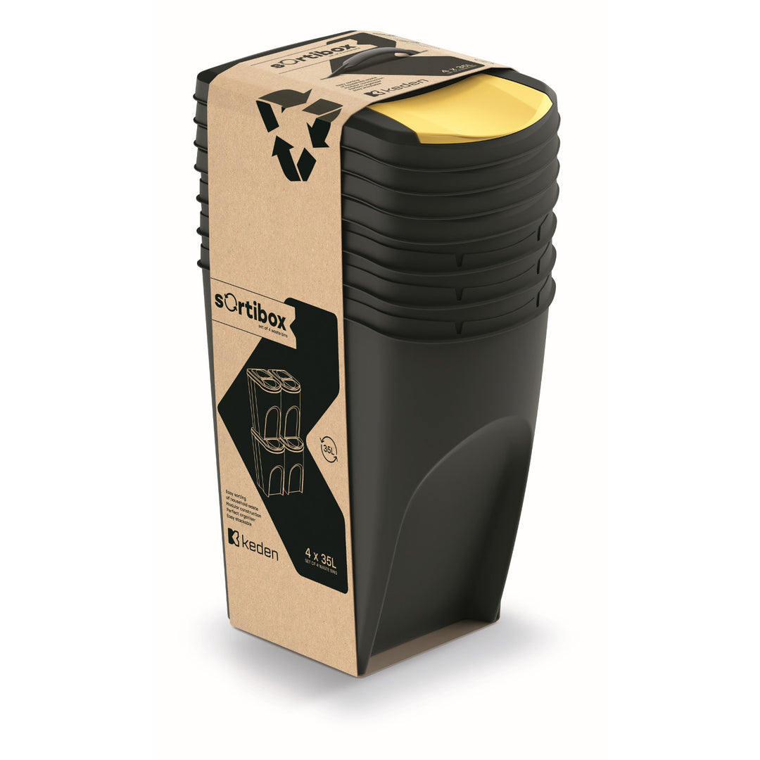 Keden Sortibox 4x35l  Set di contenitori per la raccolta differenziata nero