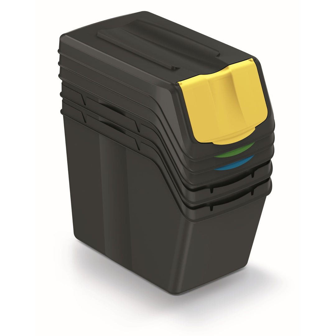 Keden Sortibox  3x20l Set di contenitori per la raccolta differenziata nero