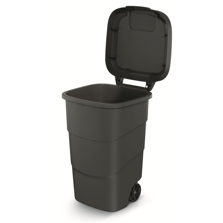 Wheeler 95L Cestino per rifiuti con ruote e coperchio Pattumiera grande universale in plastica (nero)