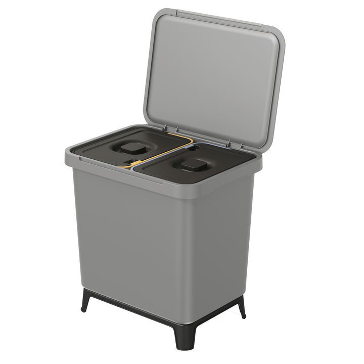 Pattumiera SYSTEMA con contenitori per il riciclaggio 2x 10 L - grigio Raccolta differenziata