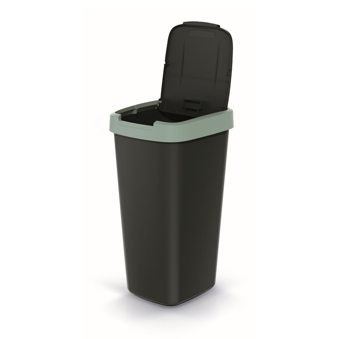 Keden COMPACTA Q Cestino per rifiuti con sportello  - nero con cornice verde