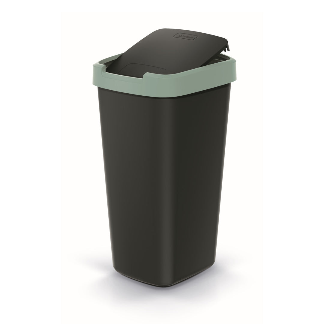 Keden COMPACTA Q Cestino per rifiuti con sportello  - nero con cornice verde