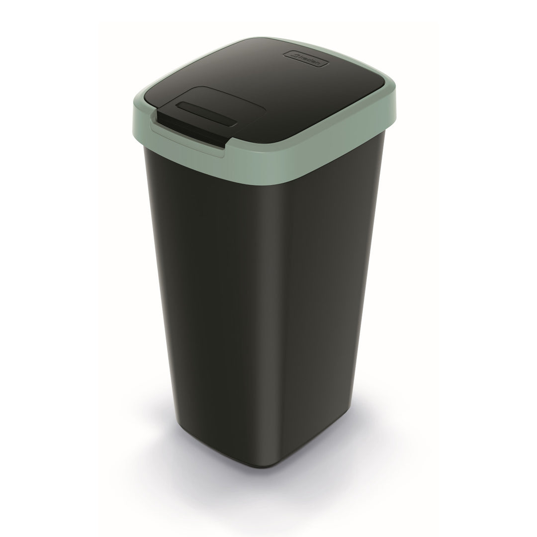 Keden COMPACTA Q Cestino per rifiuti con sportello  - nero con cornice verde