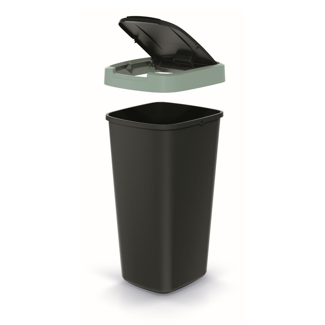 Keden COMPACTA Q Cestino per rifiuti con sportello  - nero con cornice verde