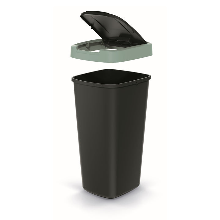 Keden COMPACTA Q Cestino per rifiuti con sportello  - nero con cornice verde