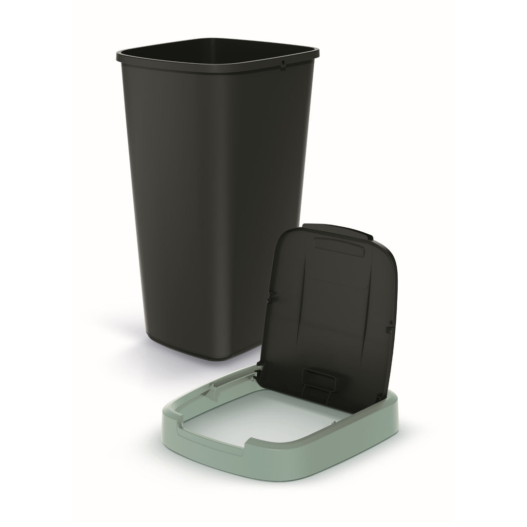 Keden COMPACTA Q Cestino per rifiuti con sportello  - nero con cornice verde
