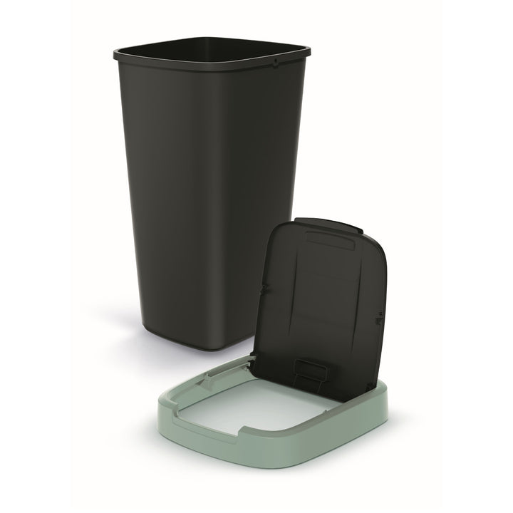 Keden COMPACTA Q Cestino per rifiuti con sportello  - nero con cornice verde