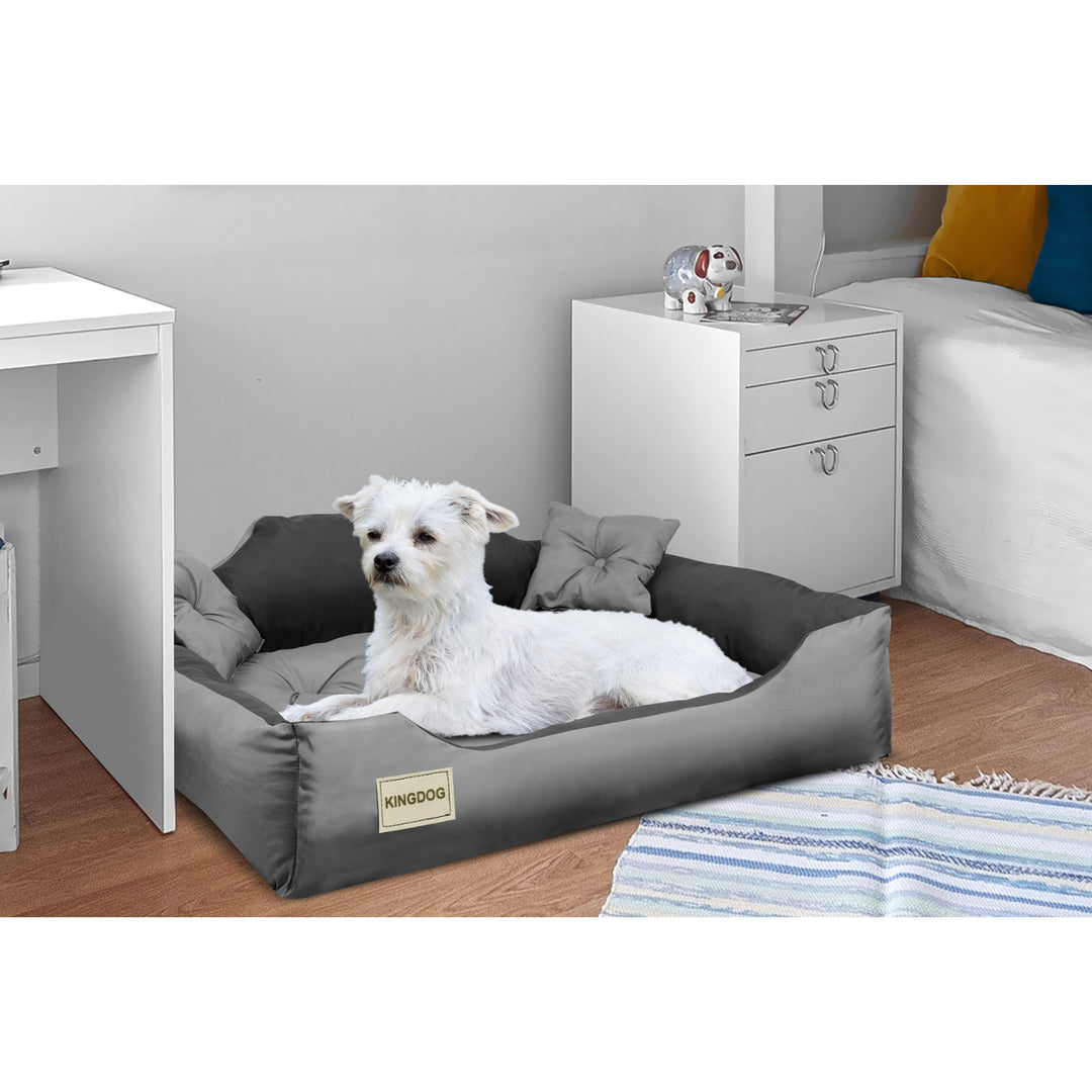 Letto per cani e gatti in microfibra 40x30 / 55x45 cm grigio-nero  inclusi 2 cuscini