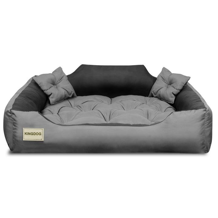 Letto per cani e gatti in microfibra 80x60 / 100x75 cm grigio-nero  inclusi 2 cuscini