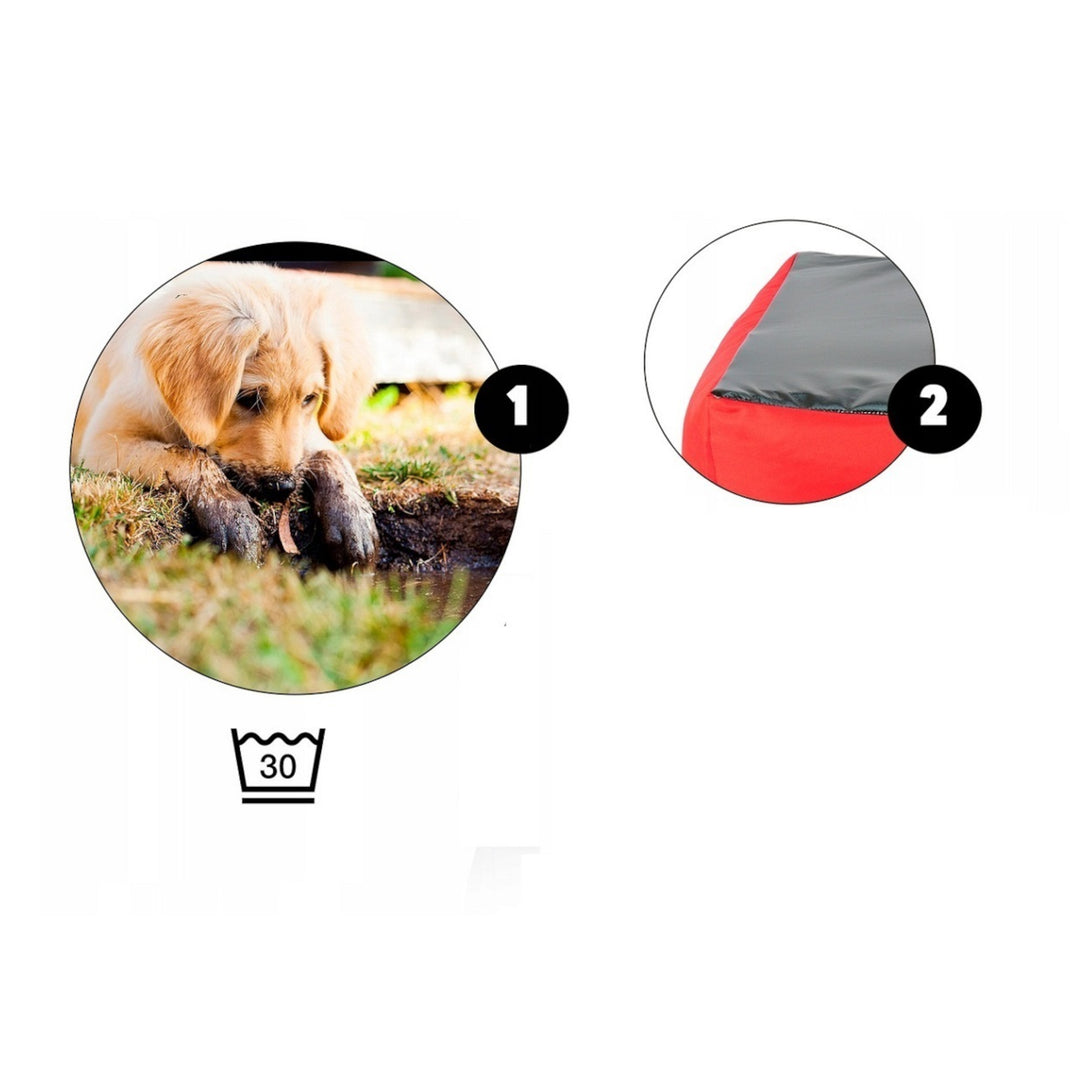 Letto per cani e gatti in microfibra 100x80 / 115x95 cm grigio-nero  inclusi 2 cuscini