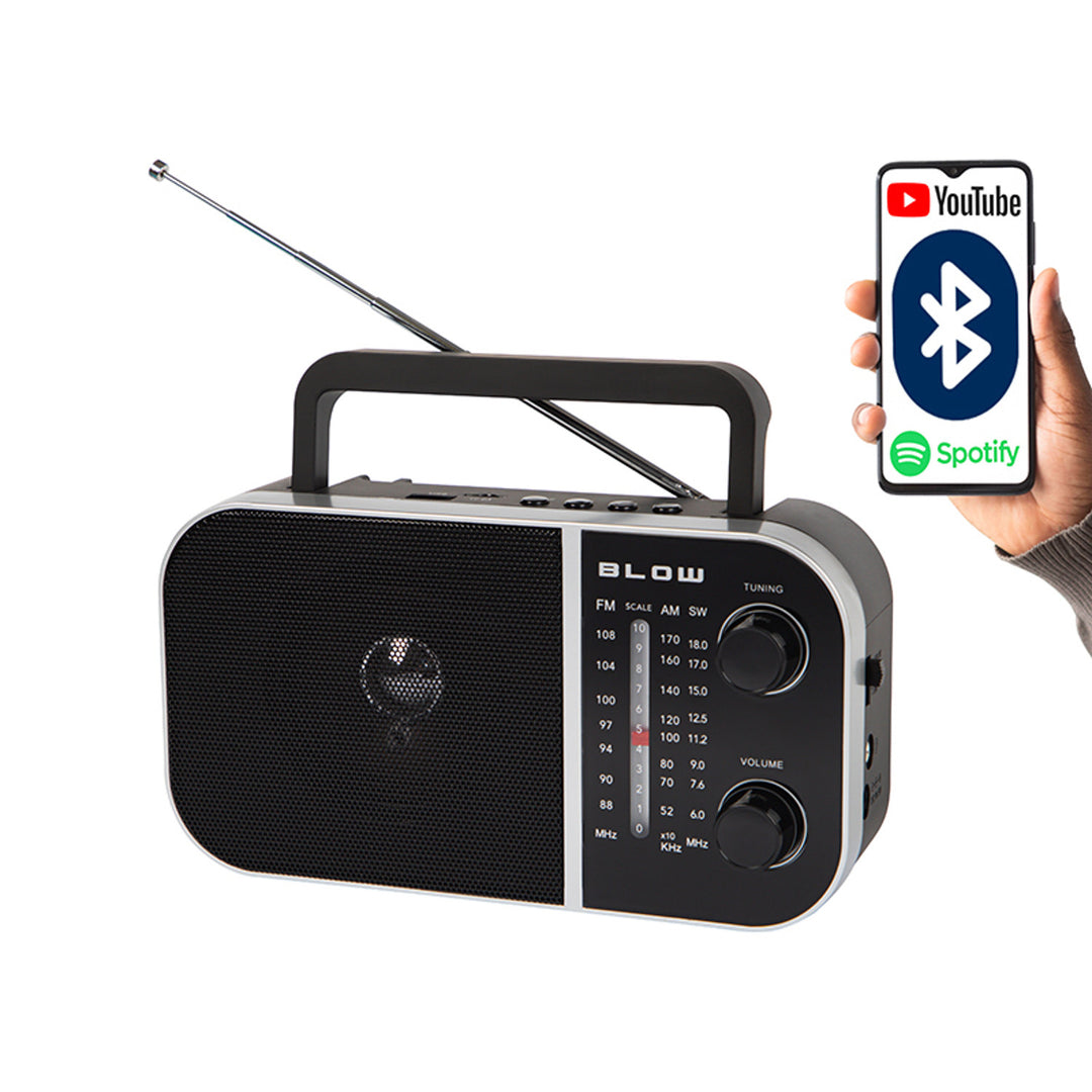 Radio analogica portatile AM/FM RA6 alimentata a batteria e a rete Blow