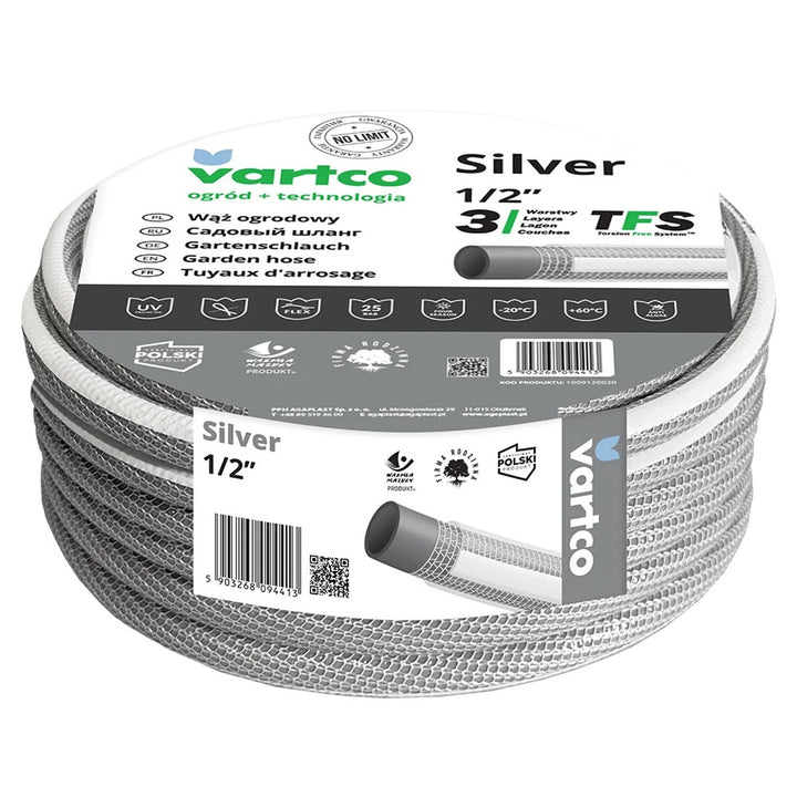 Vartco Silver TFS Tubo da giardino 1/2" a 3 strati 20m