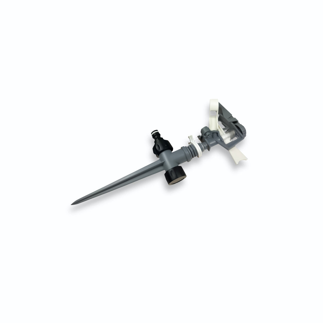 Vartco Light Line LL01-012 Irrigatore a pulsazioni in plastica con picchetto a terra Irrigatore per prato con attacco rapido 3/4" Irrigazione per giardino Diametro: 24m