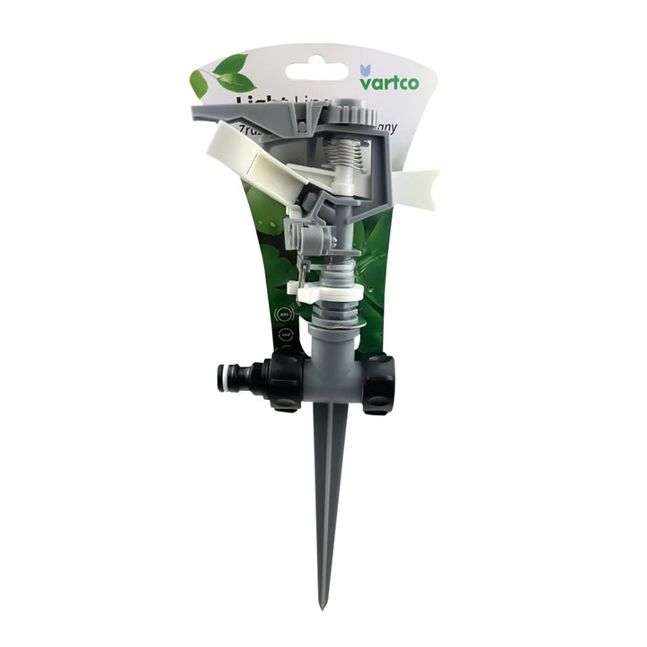 Vartco Light Line LL01-012 Irrigatore a pulsazioni in plastica con picchetto a terra Irrigatore per prato con attacco rapido 3/4" Irrigazione per giardino Diametro: 24m
