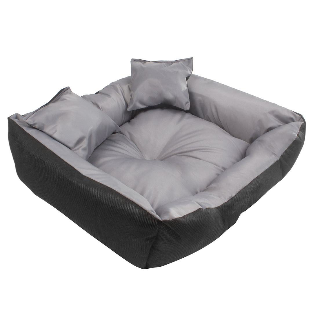 Letto per cani e gatti con cuscino Cuscino Cuccia in nylon  Letto per animali domestici Materiale impermeabile lavabile (Dimensioni interne: 40x30 / Dimensioni esterne: 55x45cm, grigio/nero)