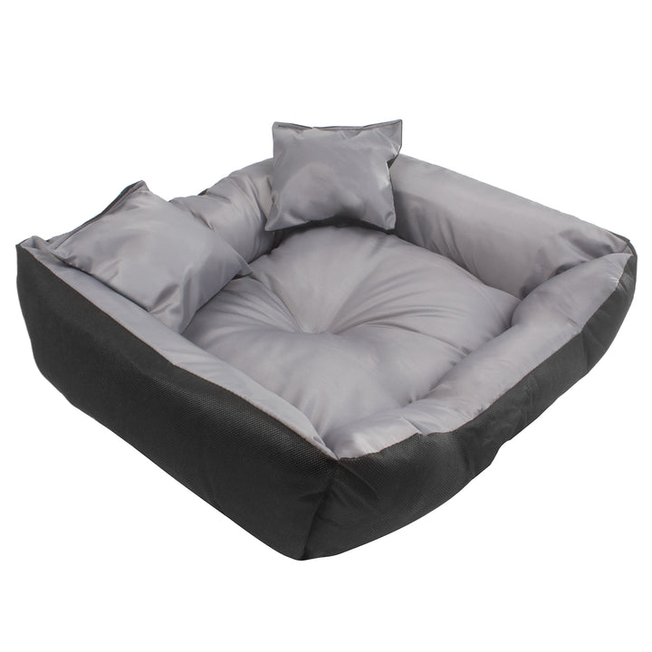Letto per cani e gatti con cuscino Cuscino Cuccia in nylon  Letto per animali domestici Materiale impermeabile lavabile (Dimensioni interne: 40x30 / Dimensioni esterne: 55x45cm, grigio/nero)