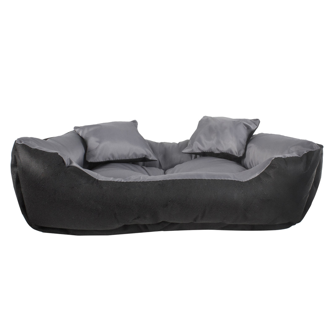 Letto per cani e gatti con cuscino Cuscino Cuccia in nylon  Letto per animali domestici Materiale impermeabile lavabile (Dimensioni interne: 40x30 / Dimensioni esterne: 55x45cm, grigio/nero)