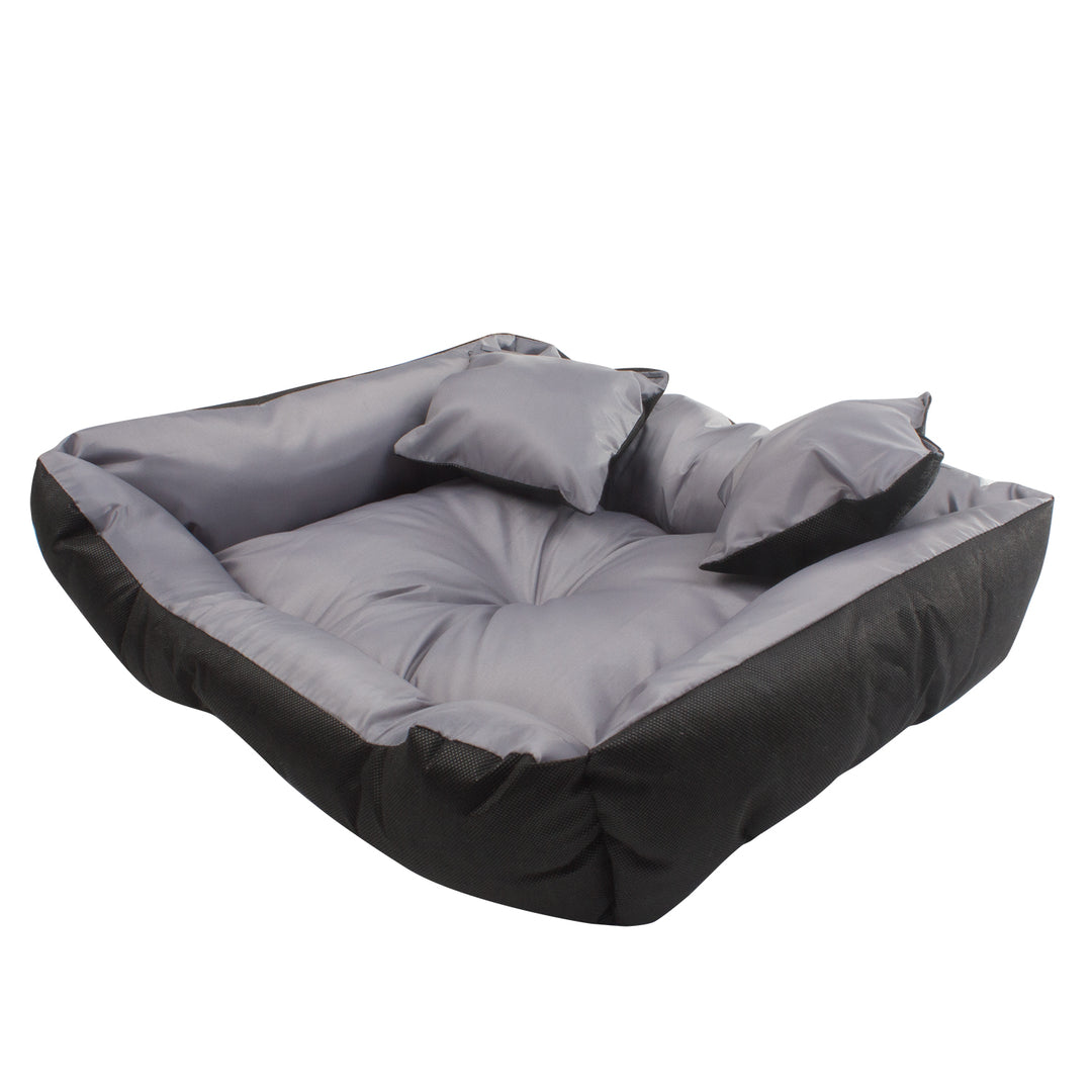 Letto per cani e gatti con cuscino Cuscino Cuccia in nylon  Letto per animali domestici Materiale impermeabile lavabile (Dimensioni interne: 40x30 / Dimensioni esterne: 55x45cm, grigio/nero)