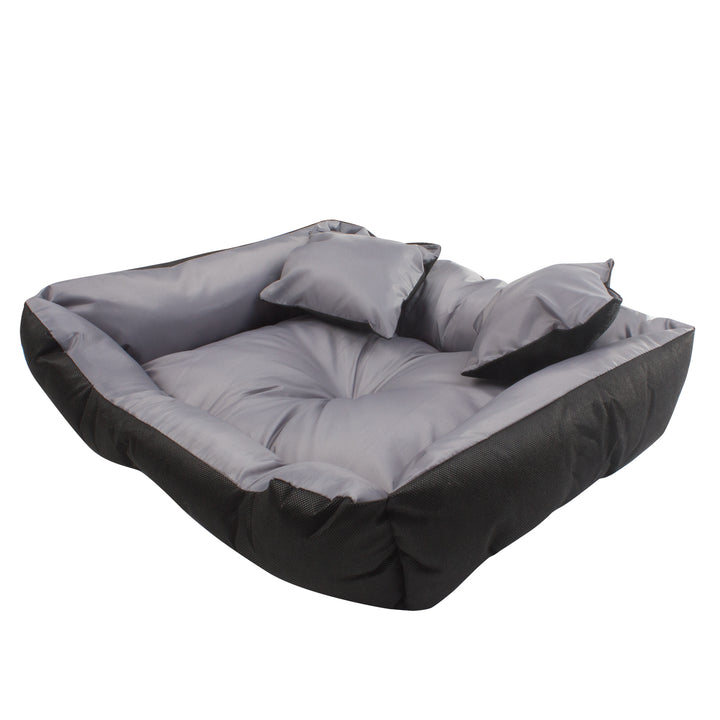 Letto per cani e gatti con cuscino Cuscino Cuccia in nylon  Letto per animali domestici Materiale impermeabile lavabile (Dimensioni interne: 40x30 / Dimensioni esterne: 55x45cm, grigio/nero)