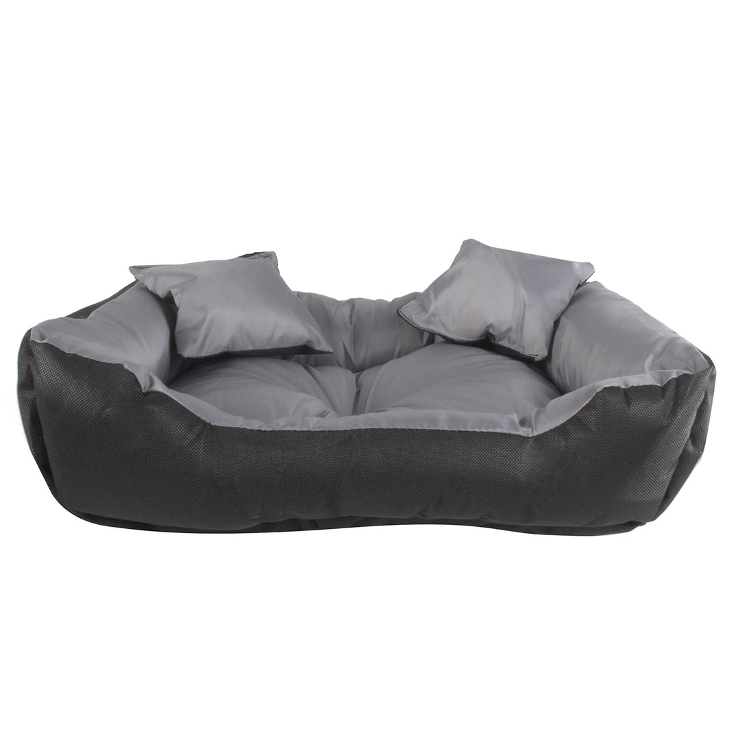 Letto per cani e gatti con cuscino Cuscino Cuccia in nylon  Letto per animali domestici Materiale impermeabile lavabile (Dimensioni interne: 40x30 / Dimensioni esterne: 55x45cm, grigio/nero)