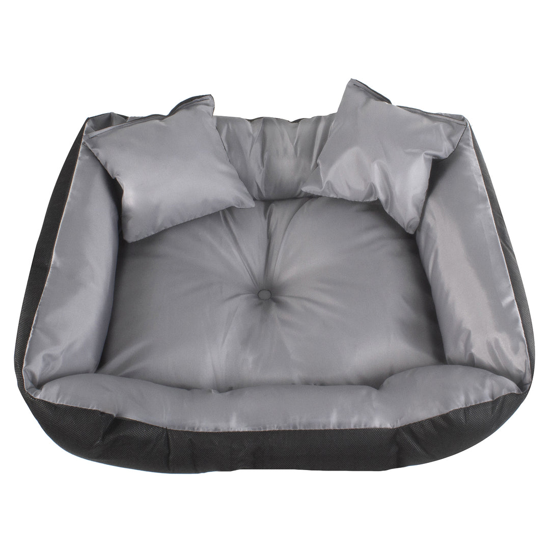 Letto per cani e gatti con cuscino Cuscino Cuccia in nylon  Letto per animali domestici Materiale impermeabile lavabile (Dimensioni interne: 40x30 / Dimensioni esterne: 55x45cm, grigio/nero)