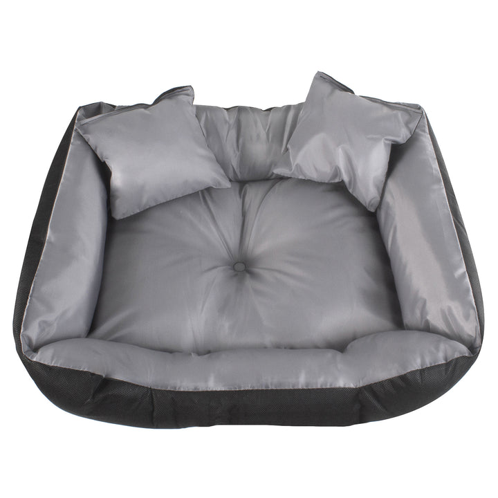 Letto per cani e gatti con cuscino Cuscino Cuccia in nylon  Letto per animali domestici Materiale impermeabile lavabile (Dimensioni interne: 40x30 / Dimensioni esterne: 55x45cm, grigio/nero)