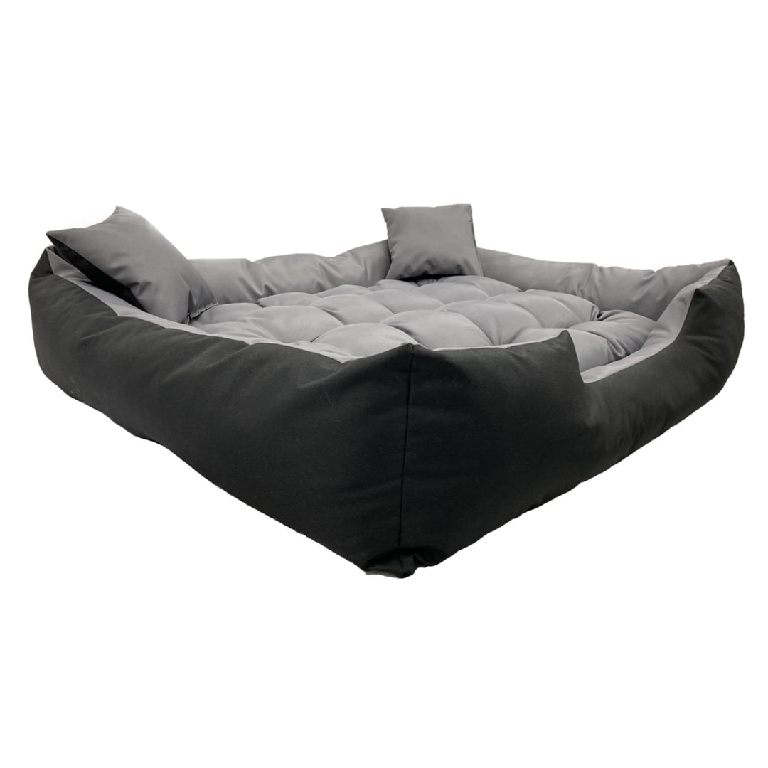 Letto per cani e gatti con cuscino Cuscino Cuccia in nylon per cani Letto per animali domestici Materiale impermeabile lavabile (Dimensioni interne: 60x50 / Dimensioni esterne: 75x65cm, grigio/nero)