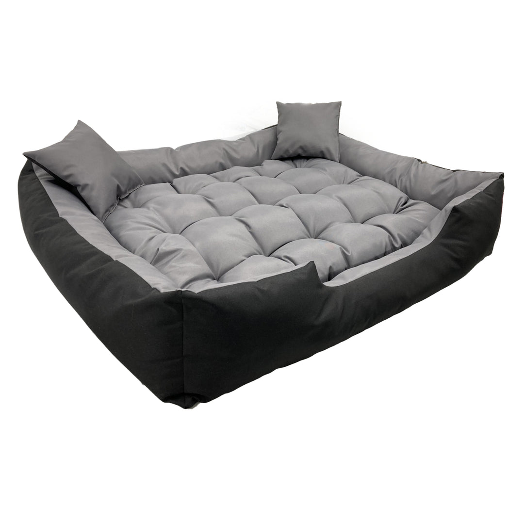 Ecco Letto per cani e gatti con cuscino Cuccia  in nylon Materiale impermeabile lavabile (Dimensioni interne: 115x90 / Dimensioni esterne: 130x105cm, grigio/nero)