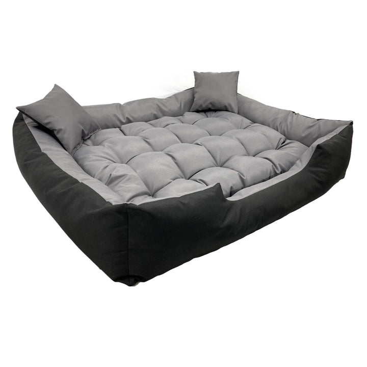 Ecco Letto per cani e gatti con cuscino Cuccia  in nylon Materiale impermeabile lavabile (Dimensioni interne: 115x90 / Dimensioni esterne: 130x105cm, grigio/nero)