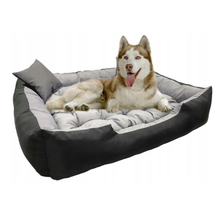 Ecco Letto per cani e gatti con cuscino Cuccia  in nylon Materiale impermeabile lavabile (Dimensioni interne: 115x90 / Dimensioni esterne: 130x105cm, grigio/nero)