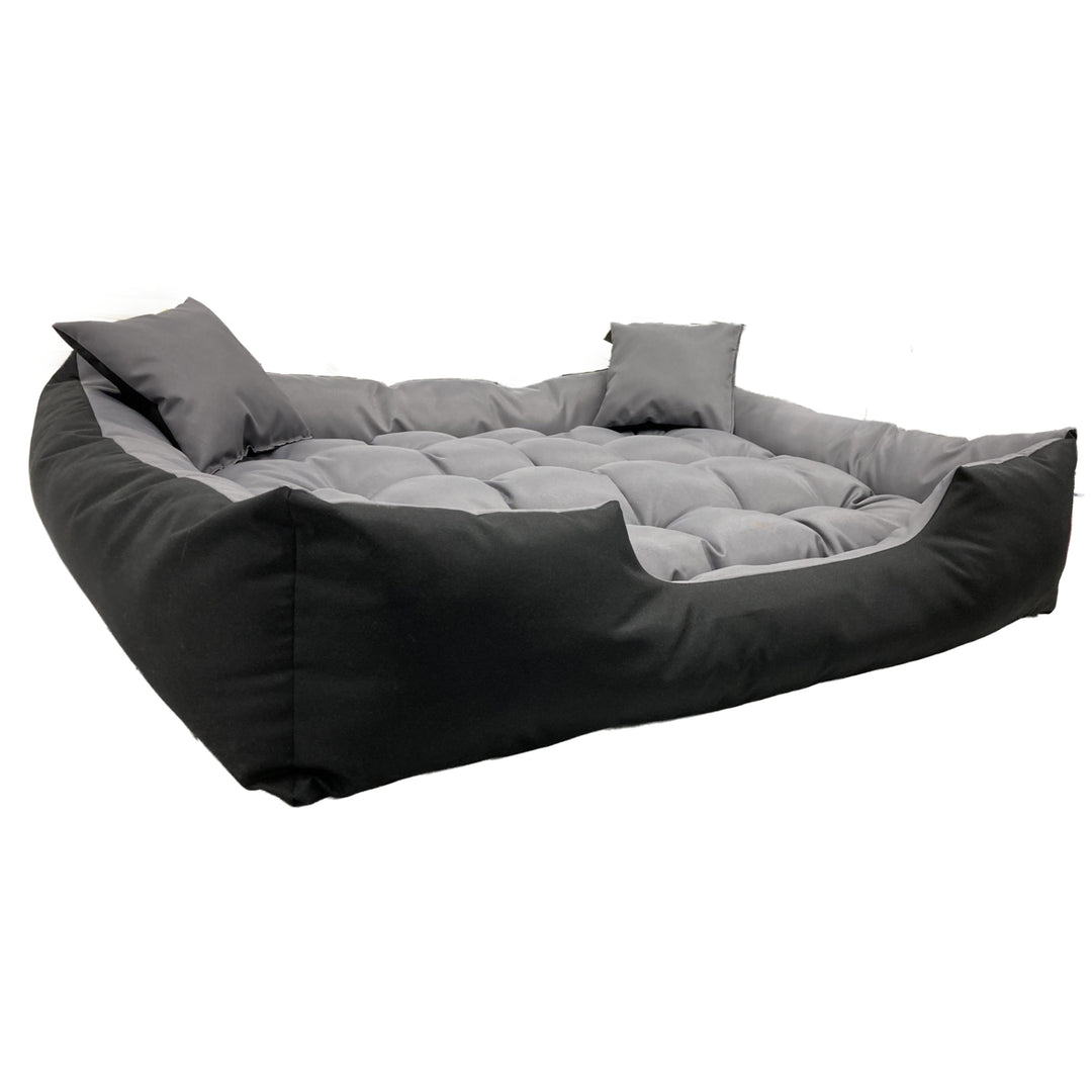 Ecco Letto per cani e gatti con cuscino Cuccia  in nylon Materiale impermeabile lavabile (Dimensioni interne: 115x90 / Dimensioni esterne: 130x105cm, grigio/nero)