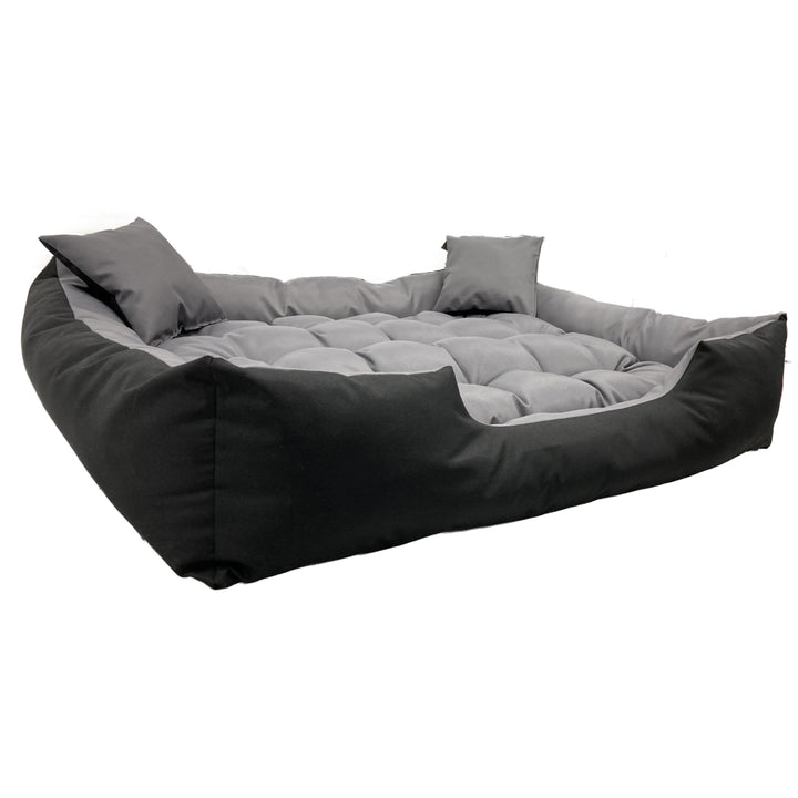 Ecco Letto per cani e gatti con cuscino Cuccia  in nylon Materiale impermeabile lavabile (Dimensioni interne: 115x90 / Dimensioni esterne: 130x105cm, grigio/nero)