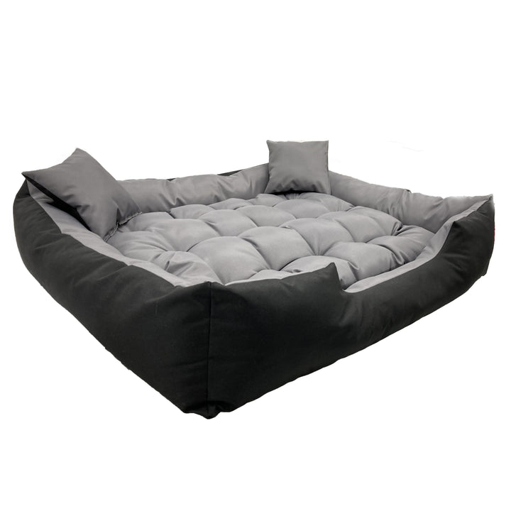 Ecco Letto per cani e gatti con cuscino Cuccia  in nylon Materiale impermeabile lavabile (Dimensioni interne: 115x90 / Dimensioni esterne: 130x105cm, grigio/nero)