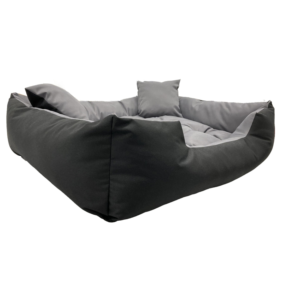 Ecco Letto per cani e gatti con cuscino Cuccia  in nylon Materiale impermeabile lavabile (Dimensioni interne: 115x90 / Dimensioni esterne: 130x105cm, grigio/nero)