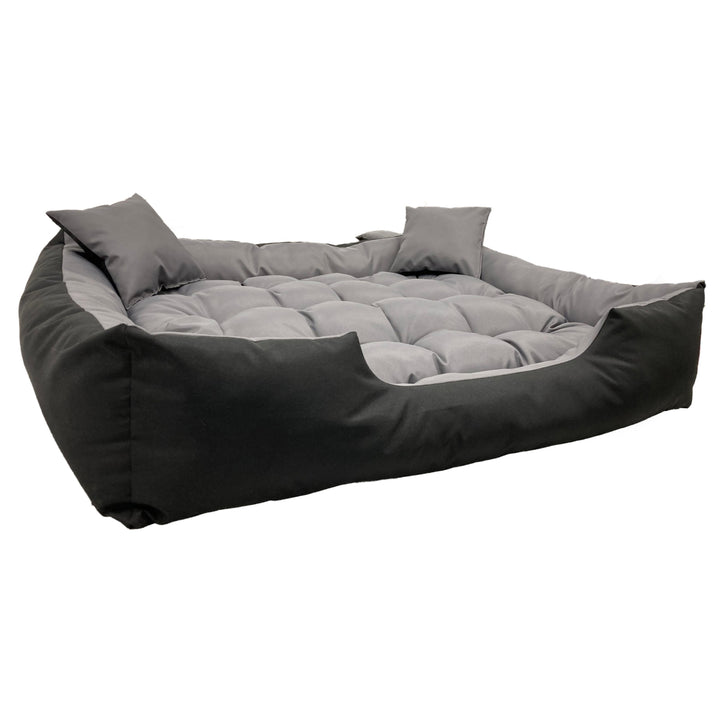Ecco Letto per cani e gatti con cuscino Cuccia  in nylon Materiale impermeabile lavabile (Dimensioni interne: 115x90 / Dimensioni esterne: 130x105cm, grigio/nero)