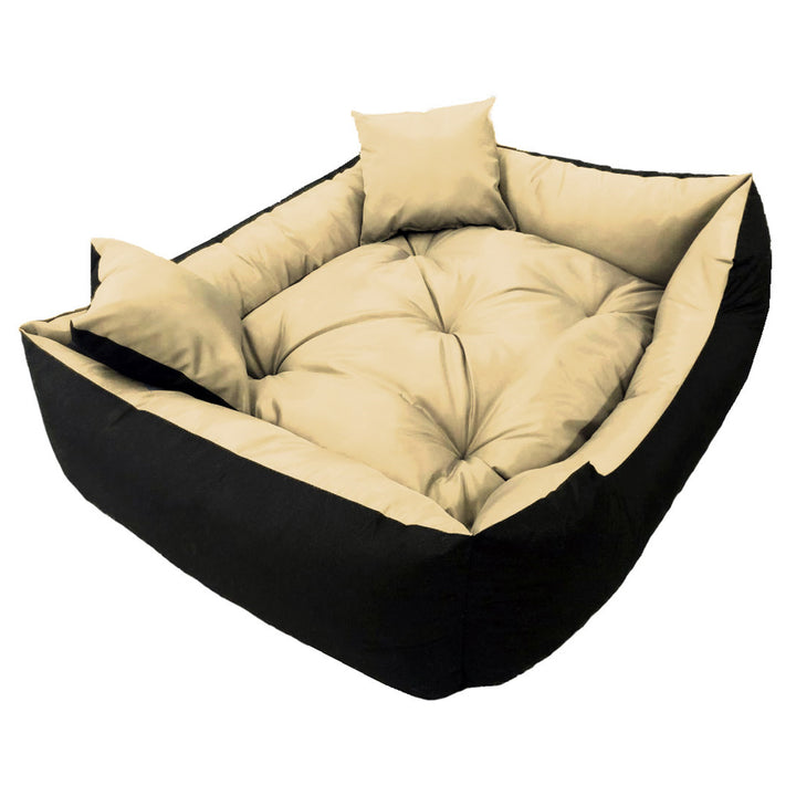 Ecco Letto per cani e gatti con cuscini Materiale impermeabile in nylon per animali domestici lavabile Dimensioni interne: 40x30 / Dimensioni esterne: 55x45cm Beige