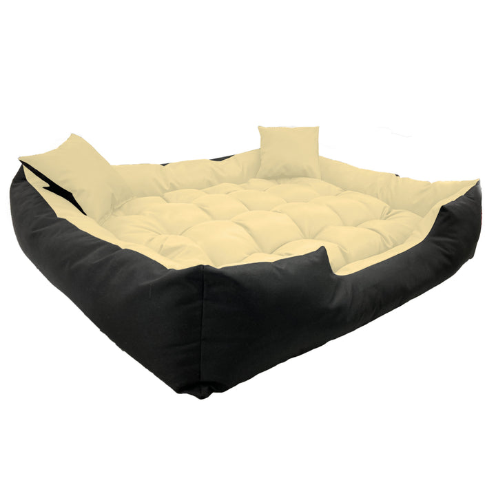 Ecco Letto per cani e gatti con cuscini Materiale impermeabile in nylon per animali domestici lavabile Dimensioni interne: 40x30 / Dimensioni esterne: 55x45cm Beige