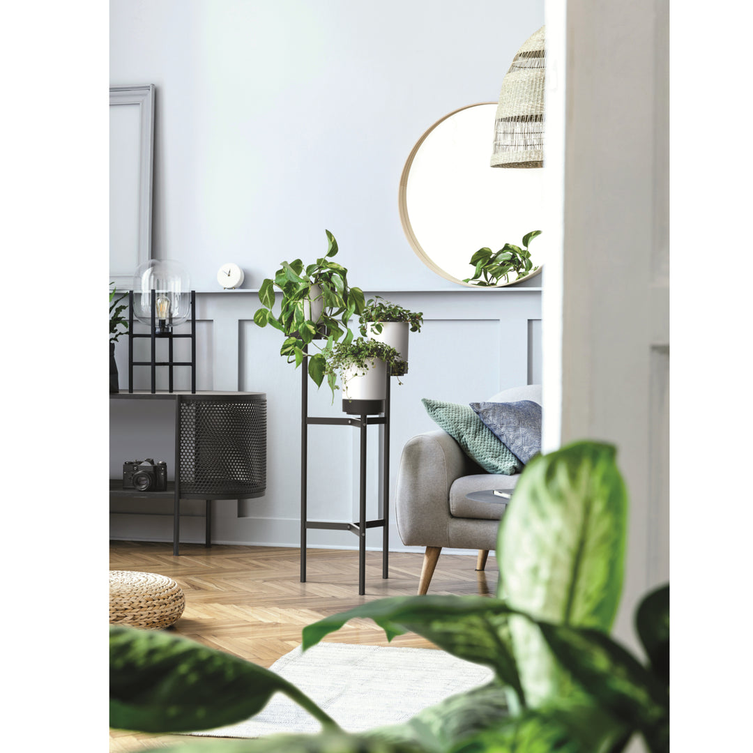 Portafiori Bloomie Stand a tre gambe con 3 vasi Portafiori 42 cm x 39,5 x 125 cm Struttura in metallo Bianco