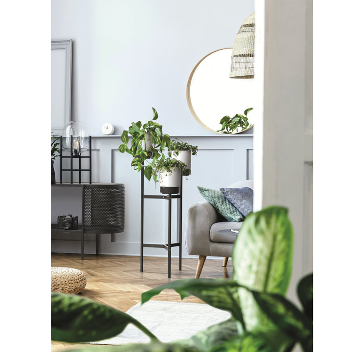 Portafiori Bloomie Stand a tre gambe con 3 vasi Portafiori 42 cm x 39,5 x 125 cm Struttura in metallo Bianco