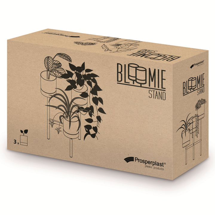 Prosperplast Bloomie Stand Portafiori a tre gambe con 3 vasi Portafiori 54cm x 49 x 80,5cm Struttura in metallo Cemento