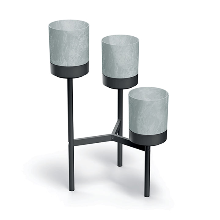 Prosperplast Bloomie Stand Portafiori a tre gambe con 3 vasi Portafiori 54cm x 49 x 80,5cm Struttura in metallo Cemento
