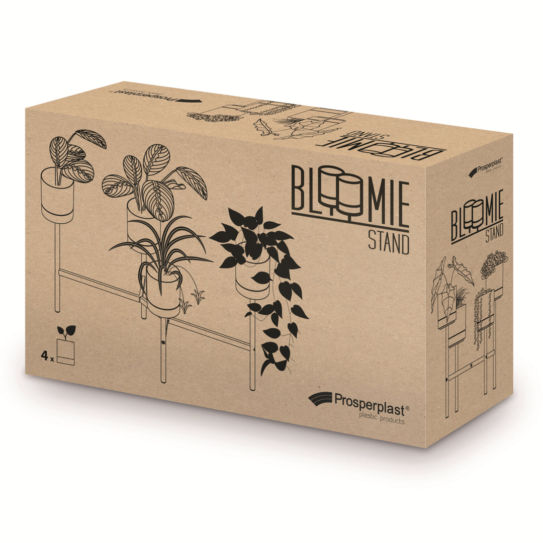 Prosperplast Bloomie Stand Portafiori con 4 vasi Portafiori 125x55x81,5cm Struttura in metallo Calcestruzzo