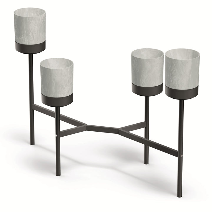 Prosperplast Bloomie Stand Portafiori con 4 vasi Portafiori 125x55x81,5cm Struttura in metallo Calcestruzzo